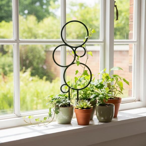 Hand Crafted Other - Plant Trellis,Bubble Inspired Plant Support,Geometric Circles,Indoor,11.5" tall